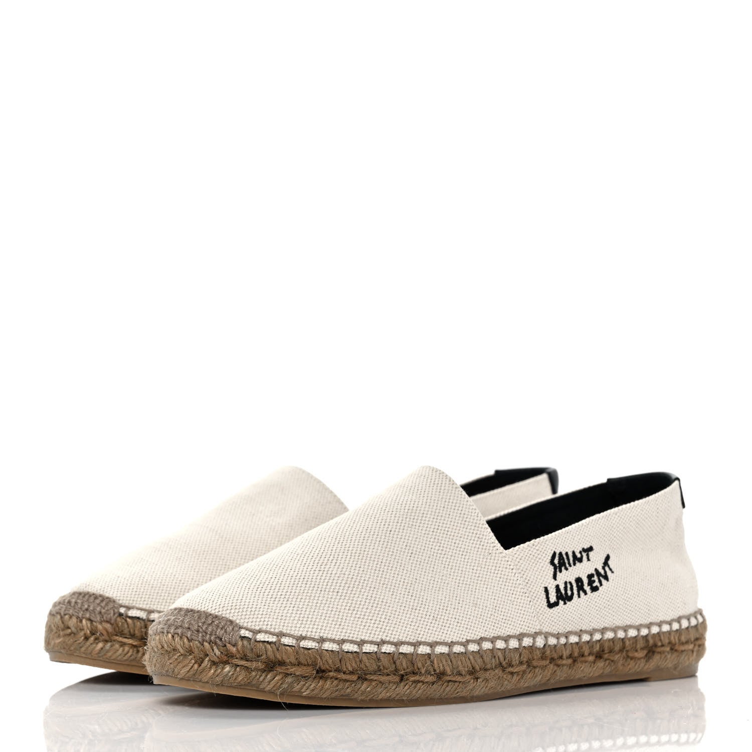 Saint Laurent Canvas Nappa Elba Light Logo Embroidered Espadrilles 40 Ecru 3 of 9