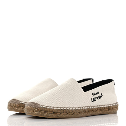 Saint Laurent Canvas Nappa Elba Light Logo Embroidered Espadrilles 40 Ecru 3 of 9