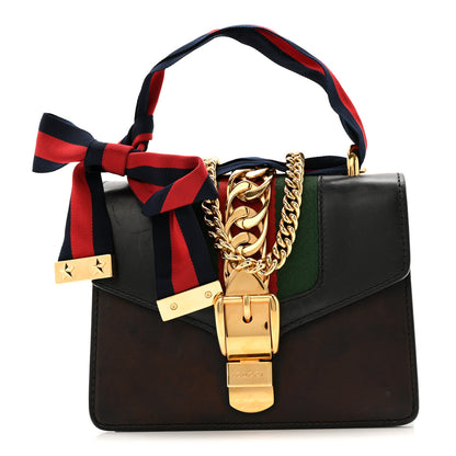Gucci Calfskin Mini Sylvie Chain Shoulder Bag Black 1 of 15