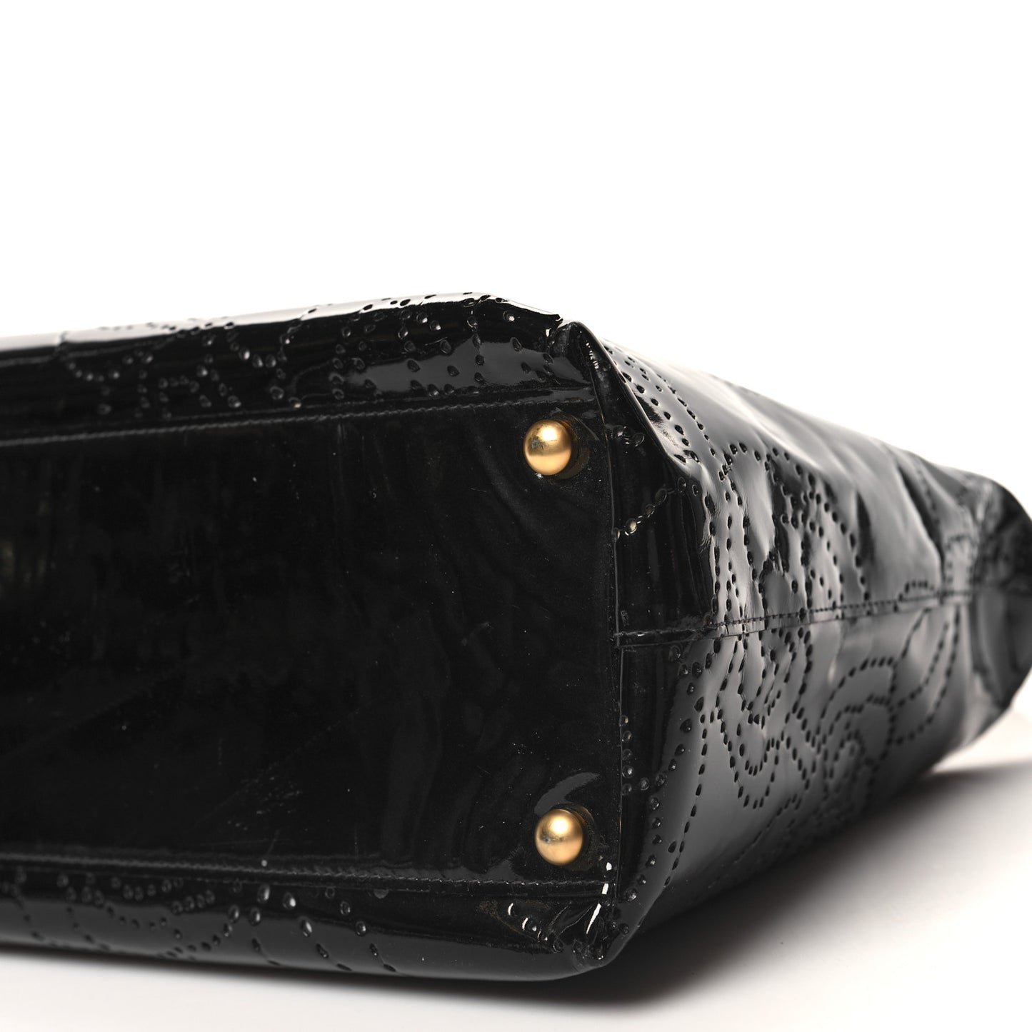 Patent Perforated Camelia Hobo Black
