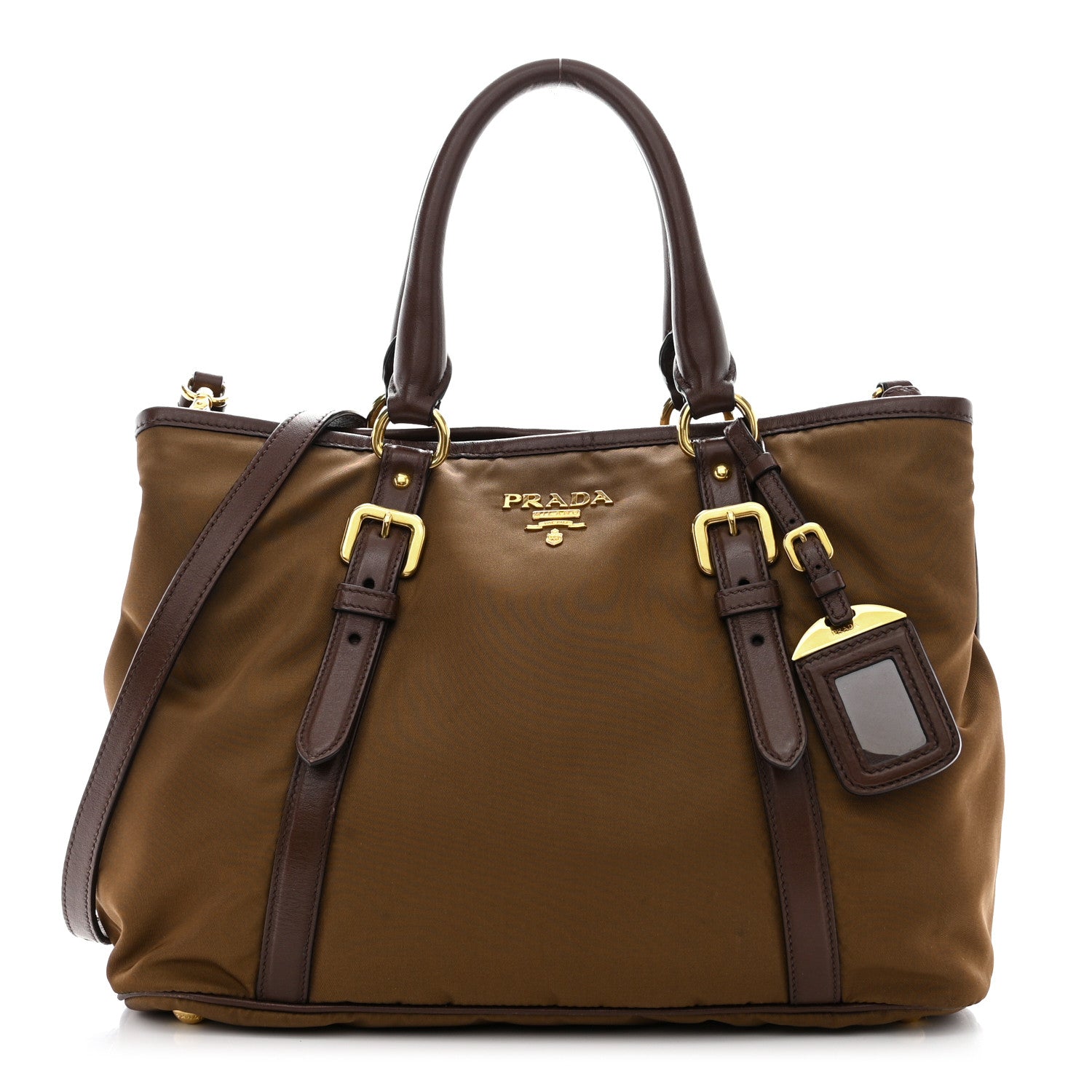Prada Tessuto Nylon Soft Calf Small Tote Corinto 1 of 15