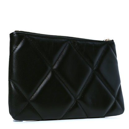 Chanel Shiny Goatskin Quilted Small Chanel 19 Pouch Black 2 of 4
