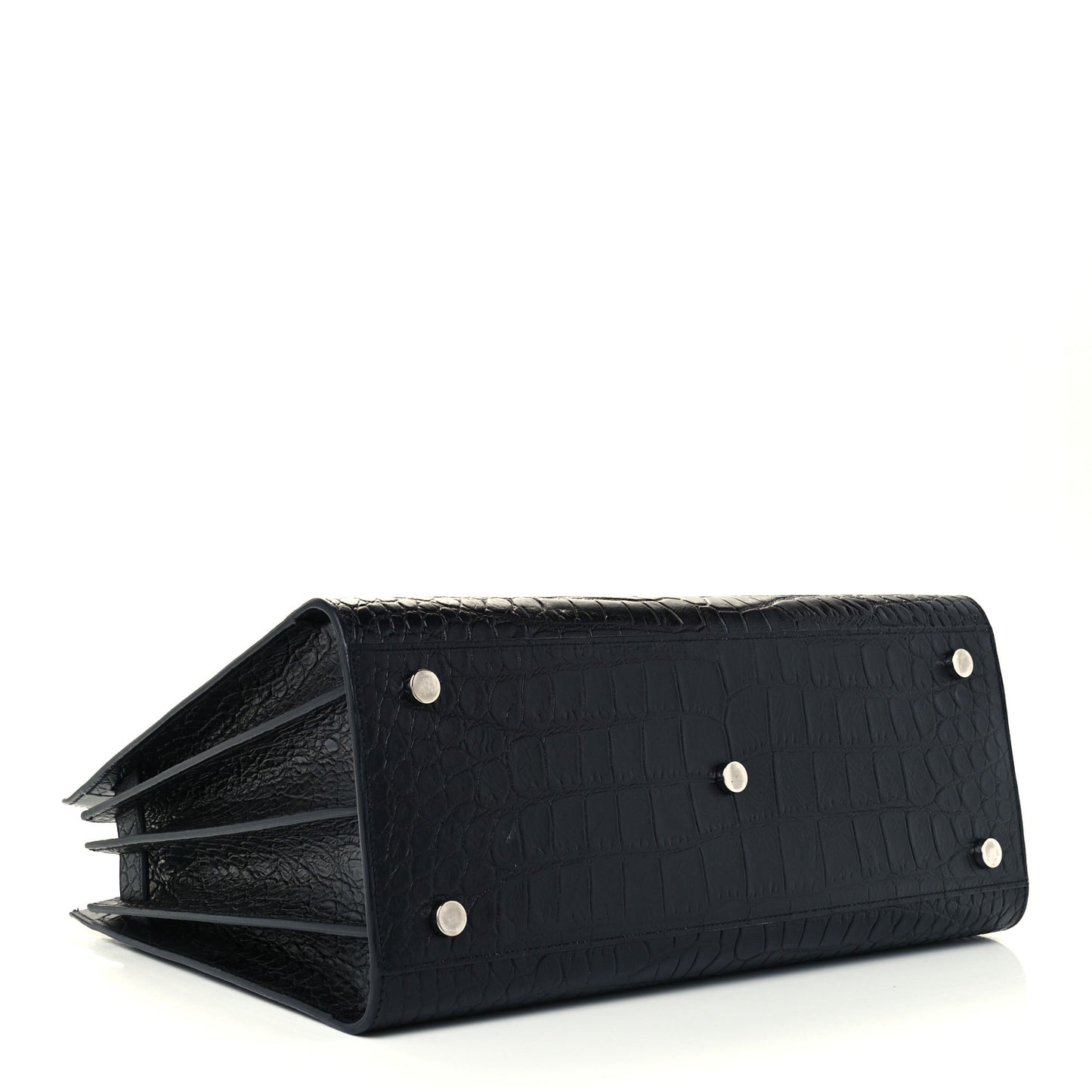 Calfskin Crocodile Embossed Small Sac de Jour Black