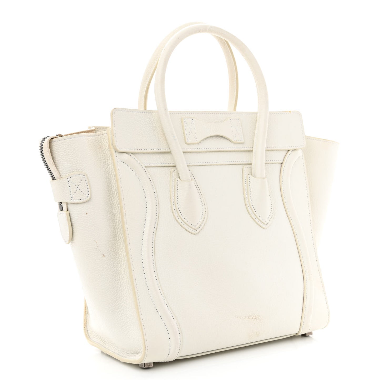 Drummed Calfskin Micro Luggage White