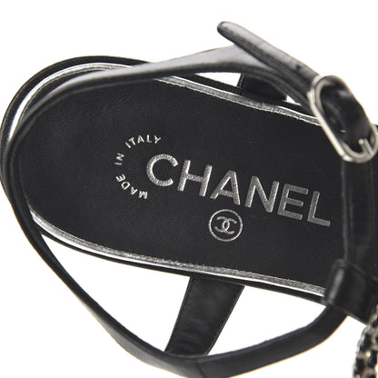 Chanel Lambskin CC Chain Thong Sandals 40 Black 7 of 8