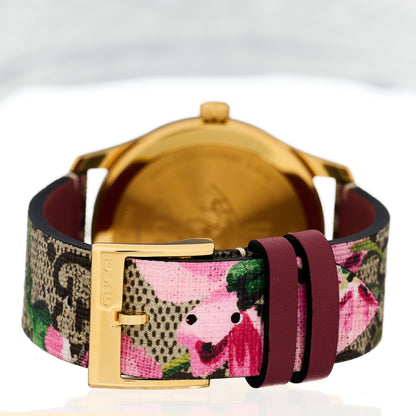 Gucci Stainless Steel Canvas 38mm G-Timeless Supreme GG Blooms Quartz Watch Brown 3 of 5