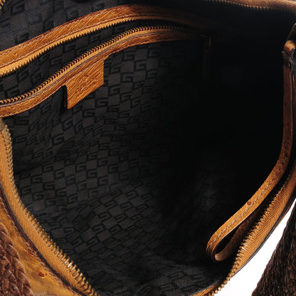 Gucci Ostrich Shoulder Bag Brown 5 of 7