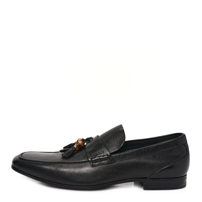 Gucci Calfskin Mens Bamboo Tassel Loafers 10.5 Black 1 of 8