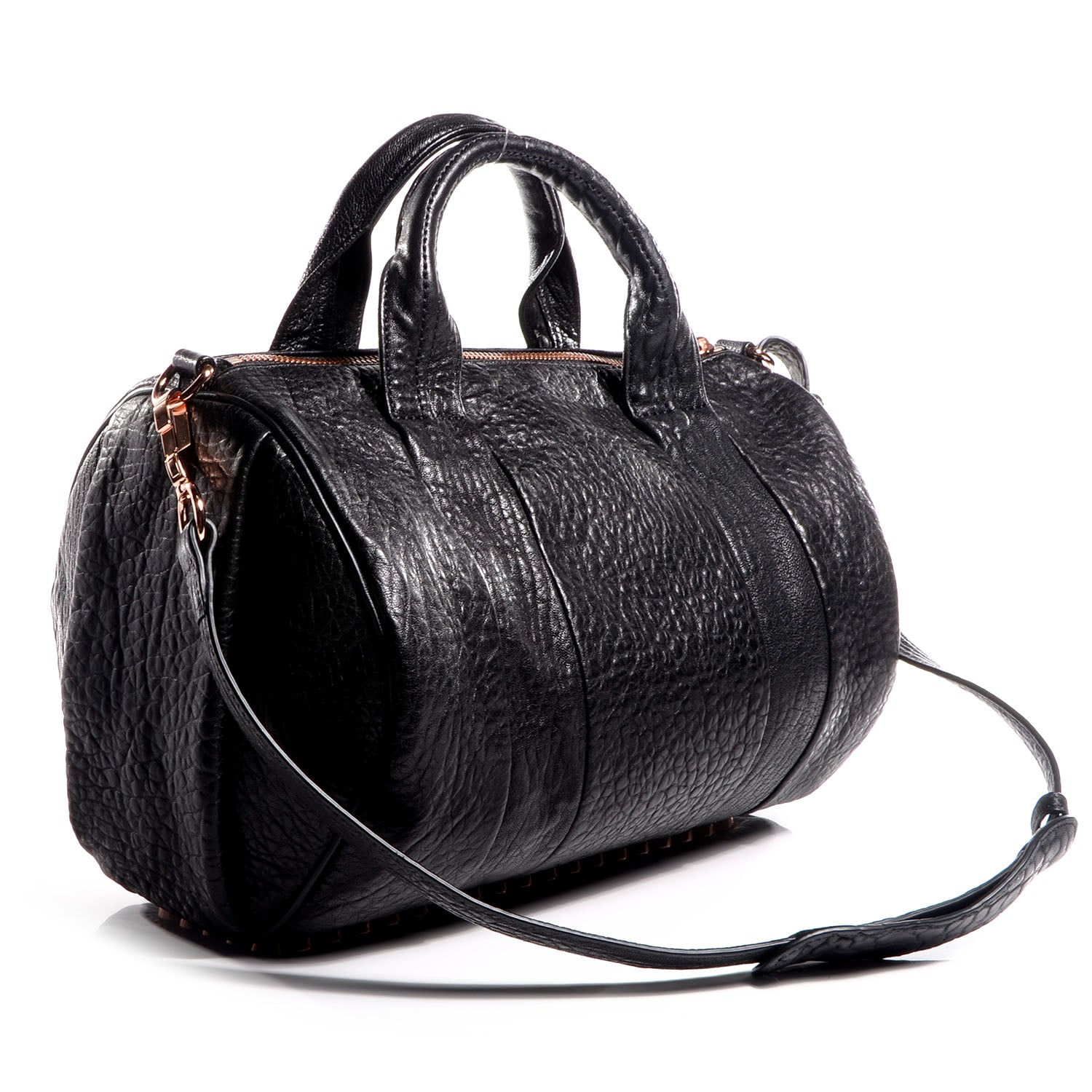 Alexander Wang Pebbled Leather Rocco Black with Rose Gold Hardware 3 of 7