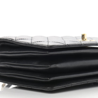Chanel Lambskin Quilted Small Handle Tied Top Handle Flap Black 9 of 15