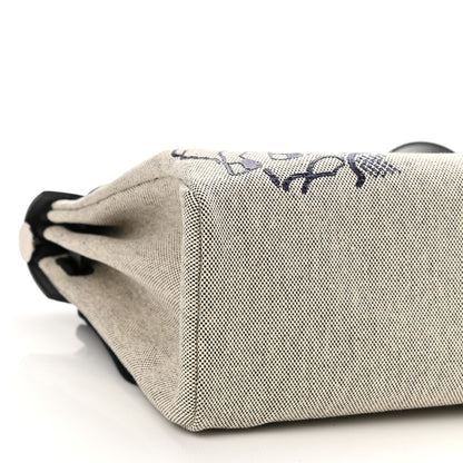 Hermes Vache Hunter Toile H Pegase Pop Herbag Zip Retourne 31 PM Bleu Indigo Ecru Black 9 of 11