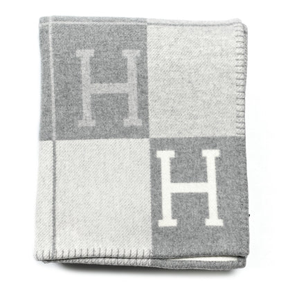 Hermes Wool Cashmere Avalon III Blanket Ecru Gris Clair 1 of 4