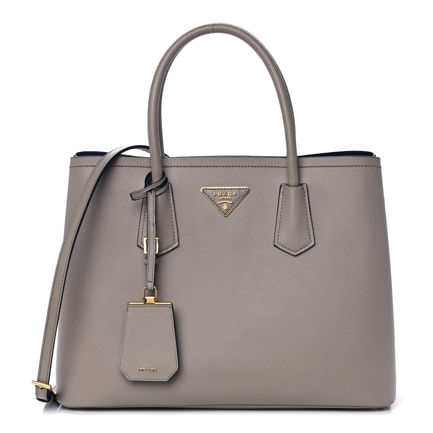 Prada Saffiano Cuir Medium Double Bag Pomice Bluette 2 of 21