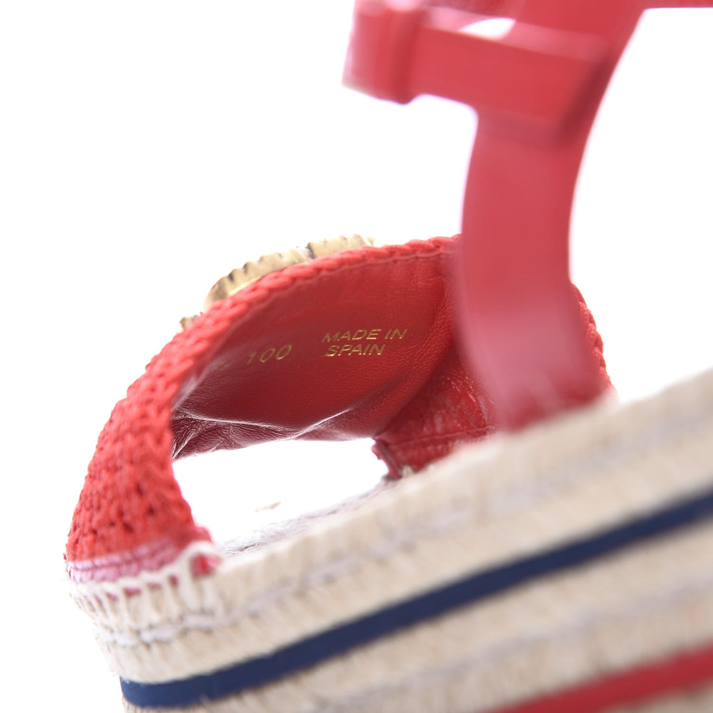 Cotton Malaga Kid Crochet Pearly GG Lilibeth Espadrille Platform Sandals 36.5 Hibiscus Red