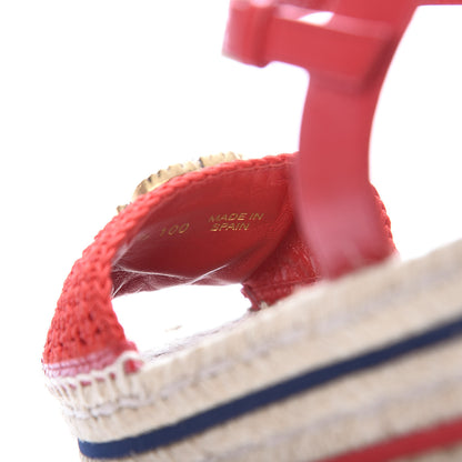 Gucci Cotton Malaga Kid Crochet Pearly GG Lilibeth Espadrille Platform Sandals 36.5 Hibiscus Red 9 of 10