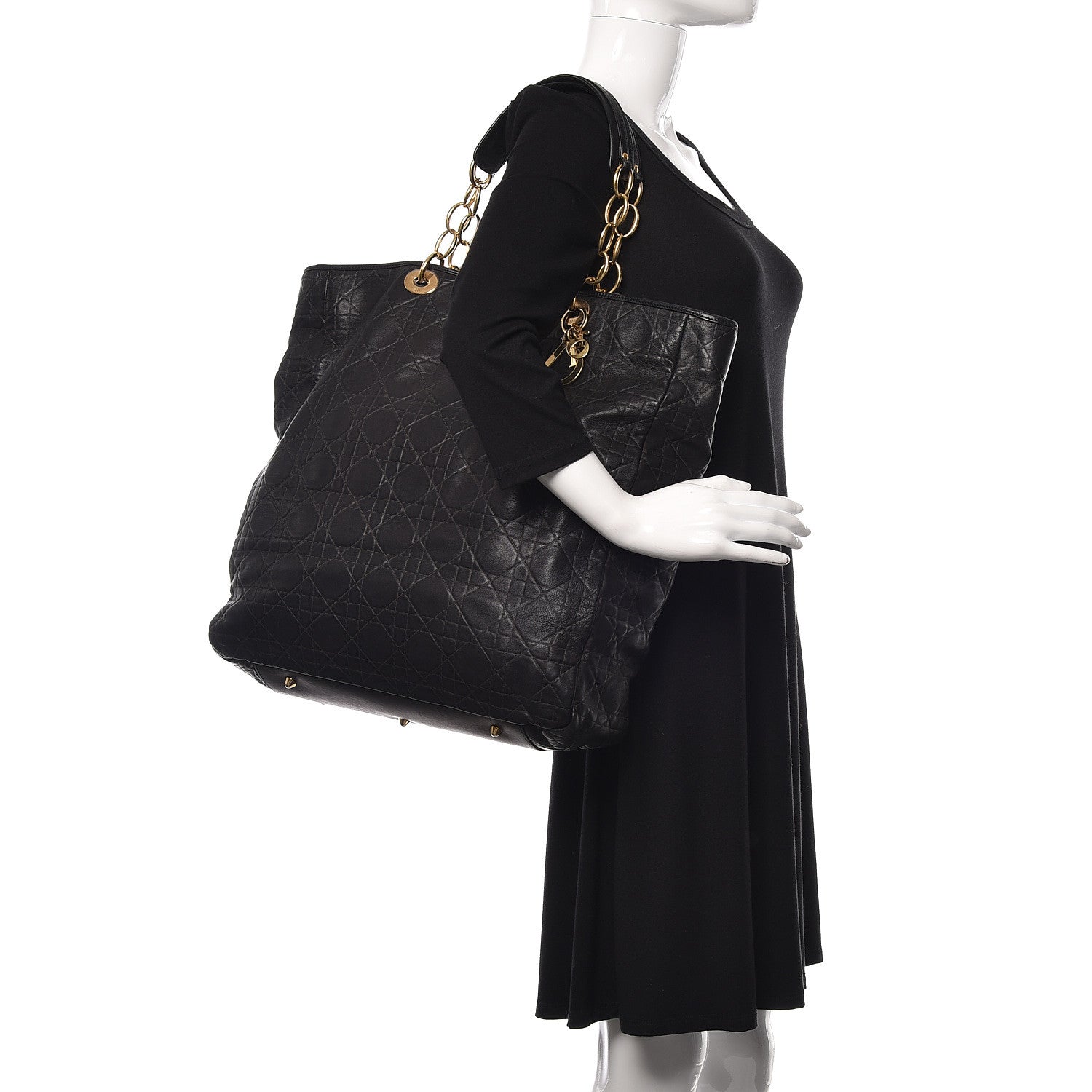 Christian Dior Lambskin Cannage Dior Soft Shopping Tote Black 2 of 18