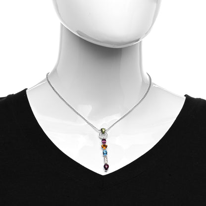 Bulgari 18K White Gold Diamond Multi-Gemstone Allegra Drop Pendant Necklace 2 of 4