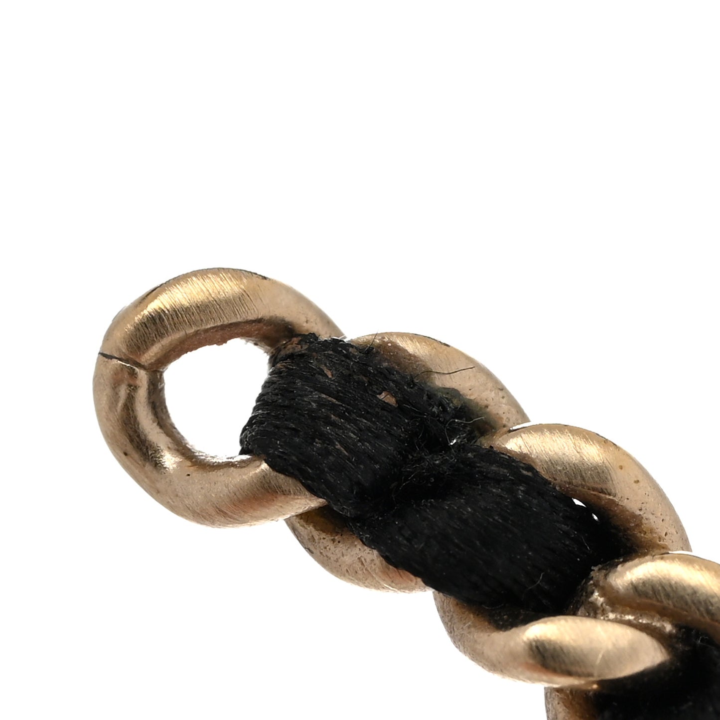 Satin CC Drop Earrings Black Gold