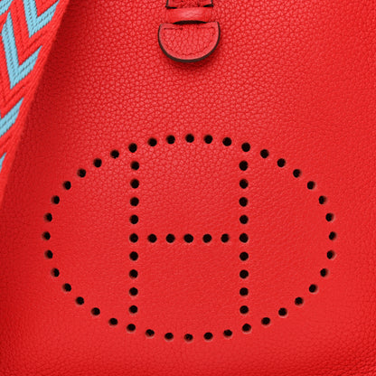 Hermes Taurillon Maurice Evelyne TPM Rouge De Coeur Bleu Du Nord 8 of 10