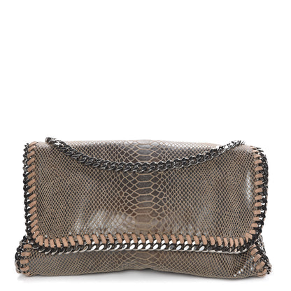 Stella McCartney Eco Python Embossed Falabella Fold Over Clutch Brown 1 of 7