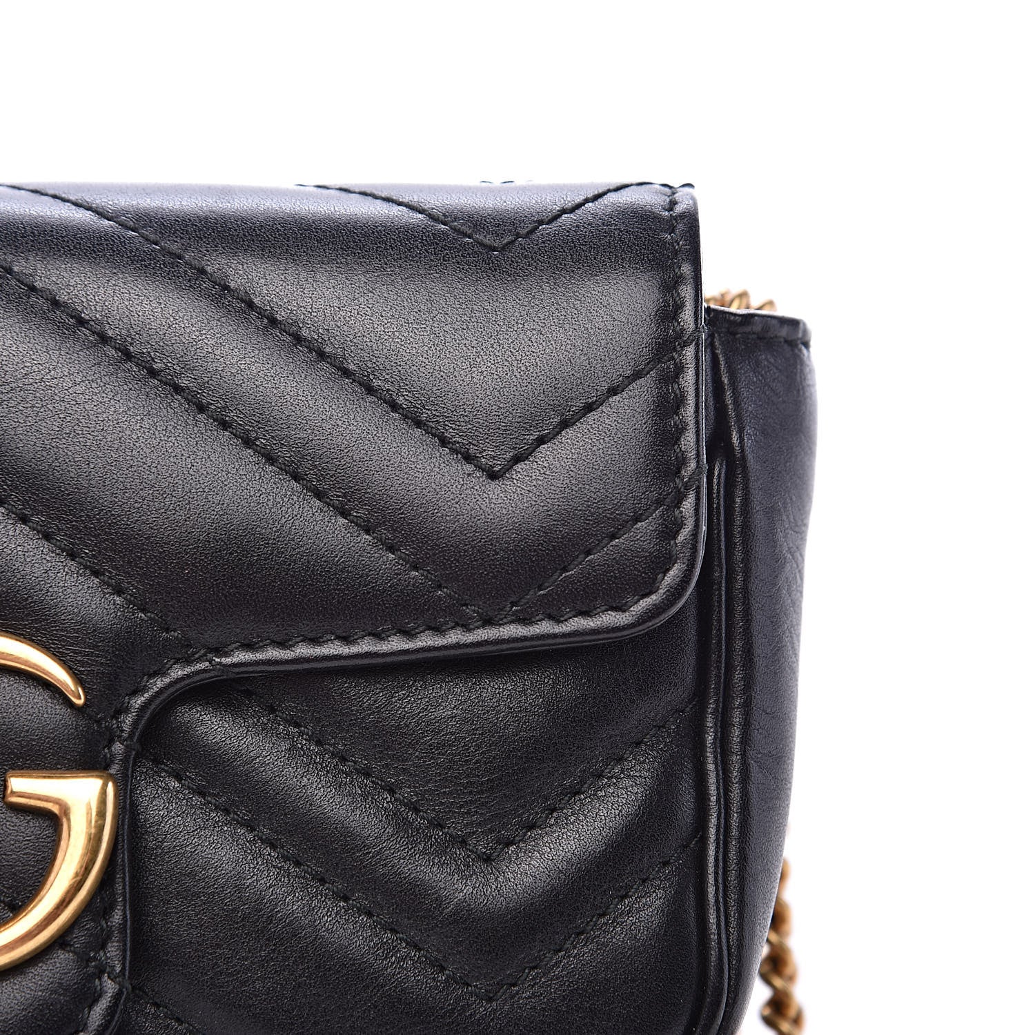 Gucci Calfskin Matelasse Super Mini GG Marmont Shoulder Bag Black 13 of 14