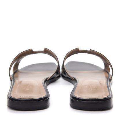Hermes Box Calfskin Oran Sandals 40.5 Black 5 of 11