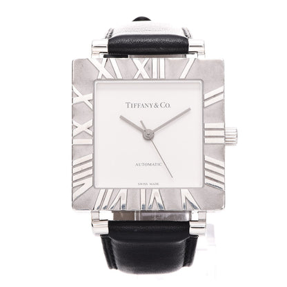 Tiffany Sterling Silver Calfskin 34mm Atlas Square Automatic Watch 1 of 10