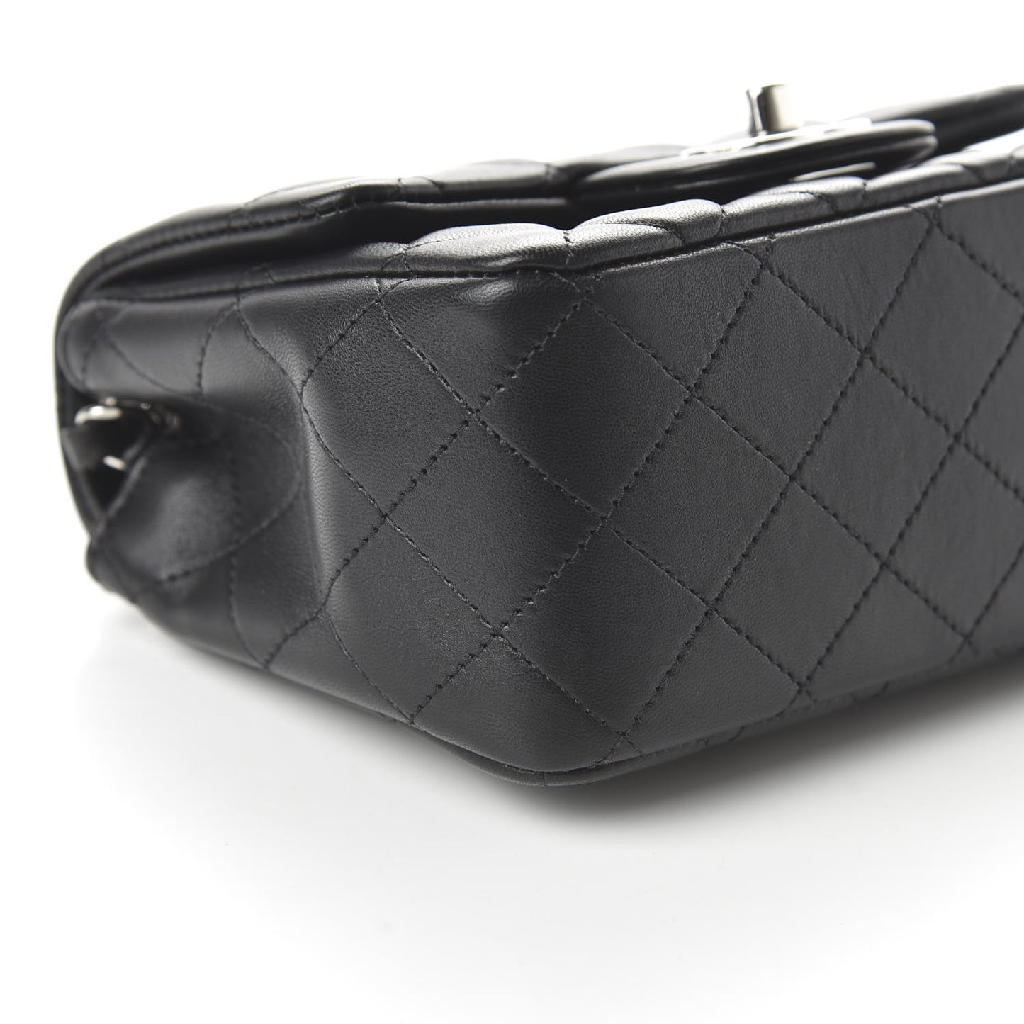 Lambskin Quilted Mini Square Flap Black