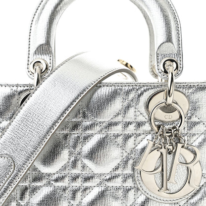 Christian Dior Metallic Grained Calfskin Cannage Small Lucky Badges My Lady Dior Silver 8 of 10