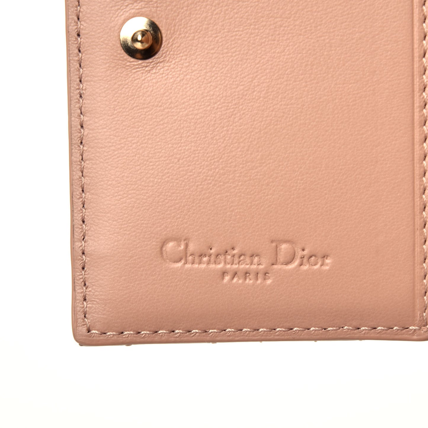 Patent Cannage Small Lady Dior Flap Card Holder Rose De Vents