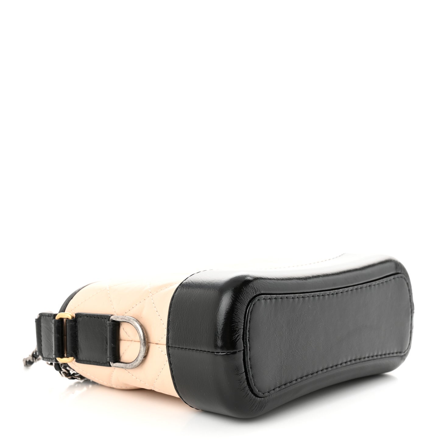 Aged Calfskin Quilted Small Gabrielle Hobo Beige Black