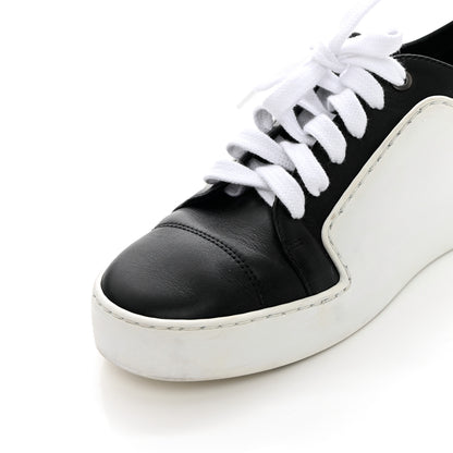 Chanel Calfskin Womens CC Sneakers 37 Black White 9 of 18