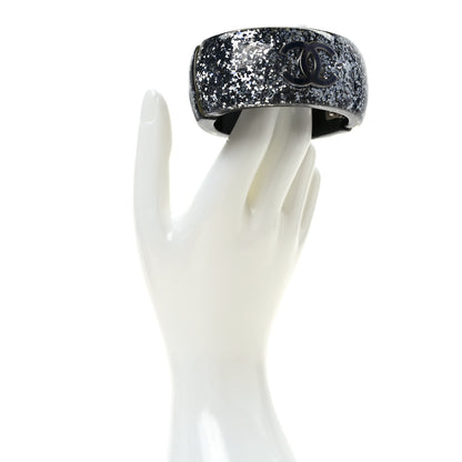 Chanel Resin Glitter CC Cuff Silver 2 of 6