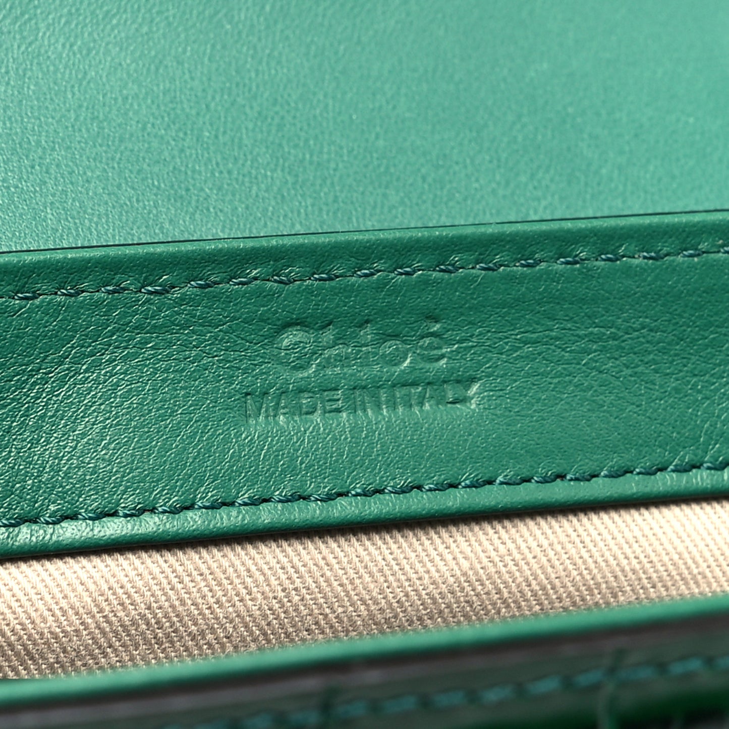 Calfskin Crocodile Embossed Mini C Double Carry Woodsy Green