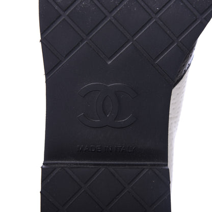 Chanel Calfskin Embossed Lace Up Oxfords 37 White Black 7 of 9