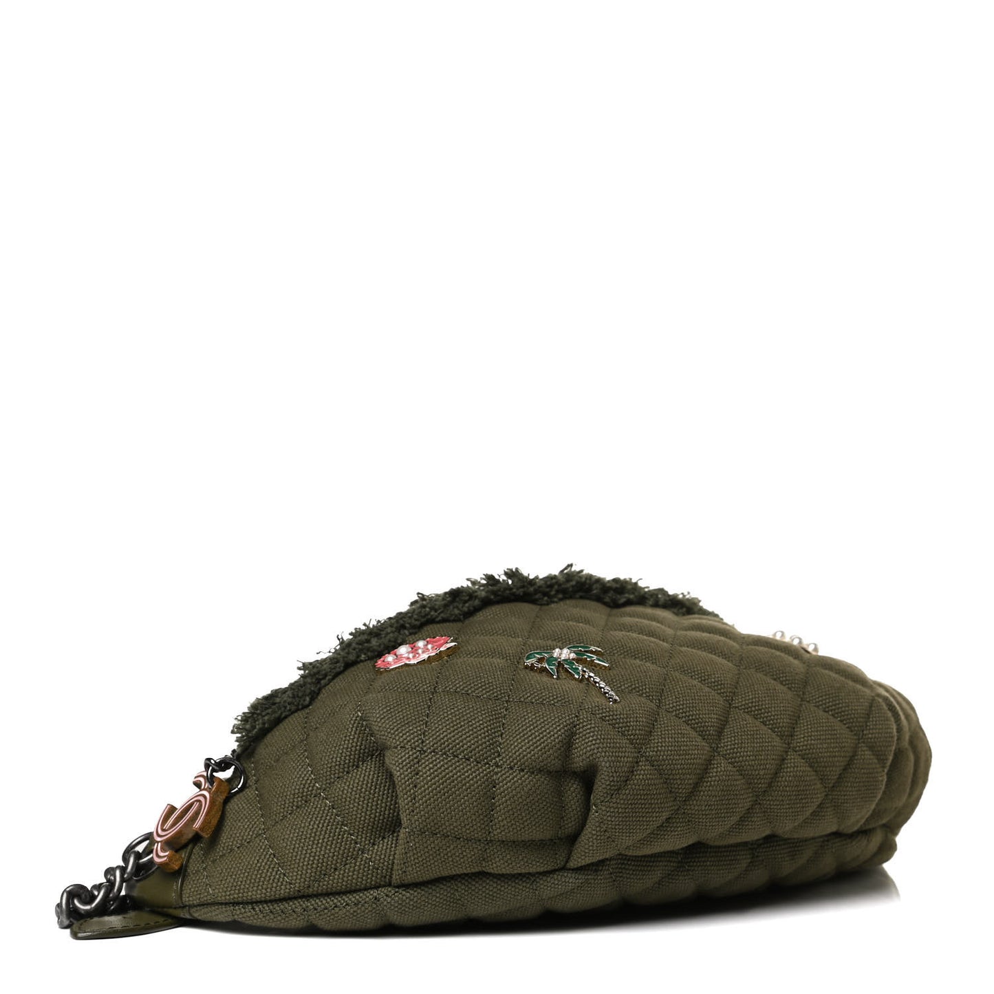 Canvas Lambskin Quilted Coco Cuba Charms Waist Bag Khaki
