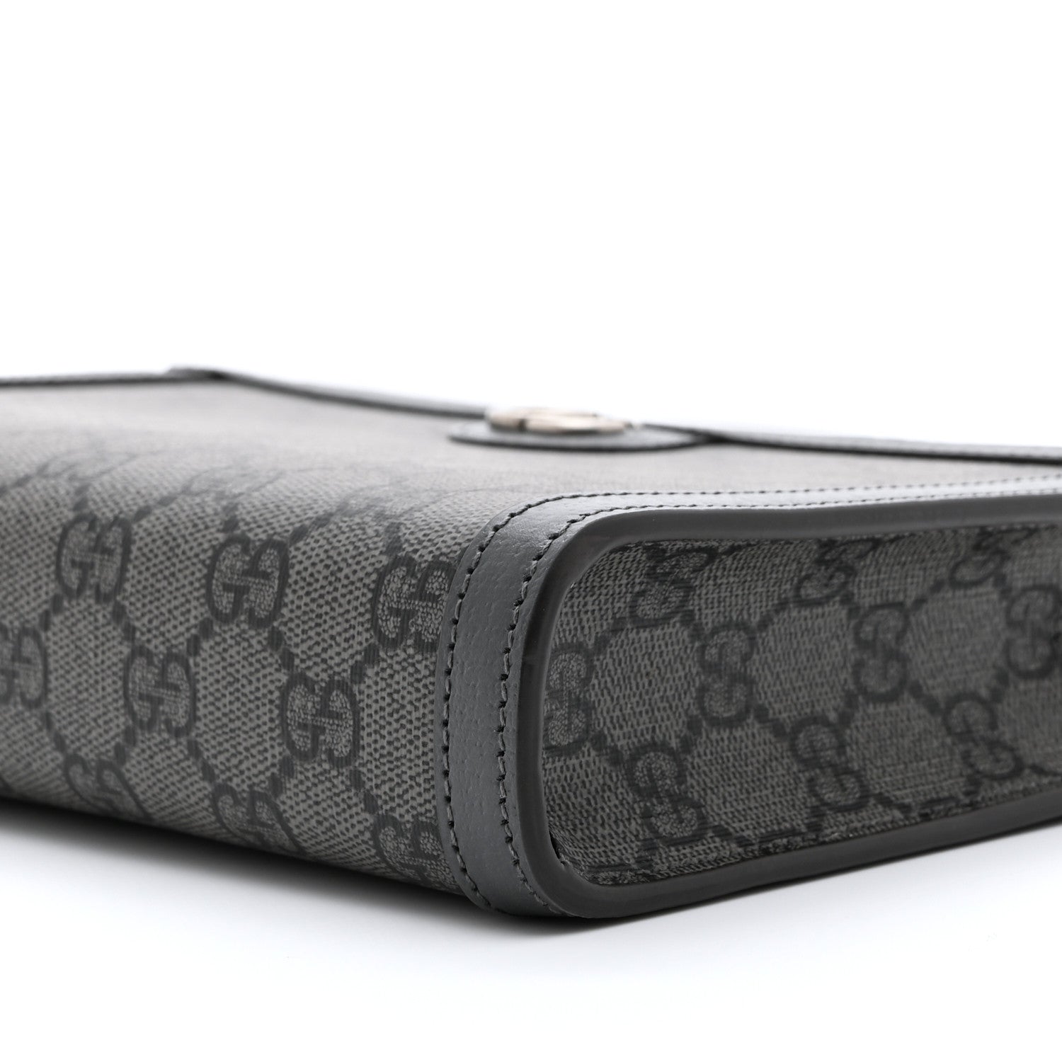 Gucci GG Supreme Monogram Textured Dollar Calfskin Web Small Ophidia Shoulder Bag  Grey Black Graphite Grey 10 of 10