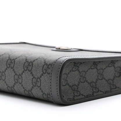 Gucci GG Supreme Monogram Textured Dollar Calfskin Web Small Ophidia Shoulder Bag  Grey Black Graphite Grey 10 of 10