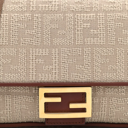 Fendi Sardinian Jacquard Vitello King FF 1974 Embroidered Baguette Corda Praline 8 of 10