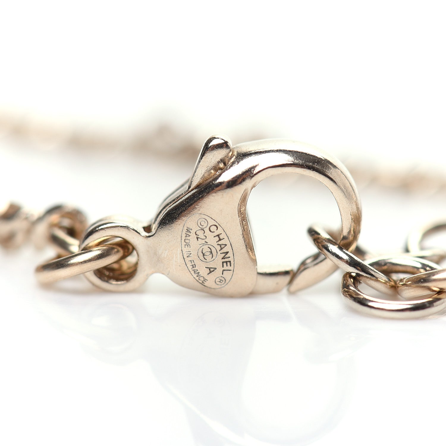 Chanel Pearl Crystal CC Bracelet Light Gold 4 of 5