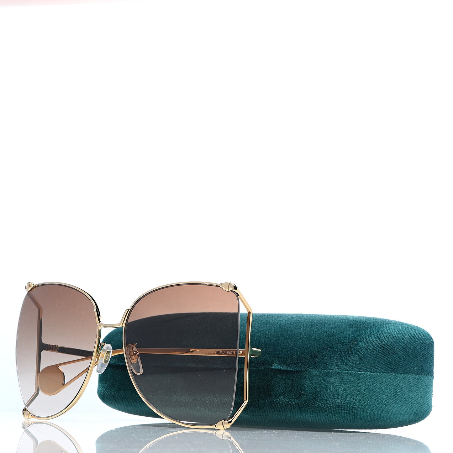Oversized Round Sunglasses GG0252S Gold Brown