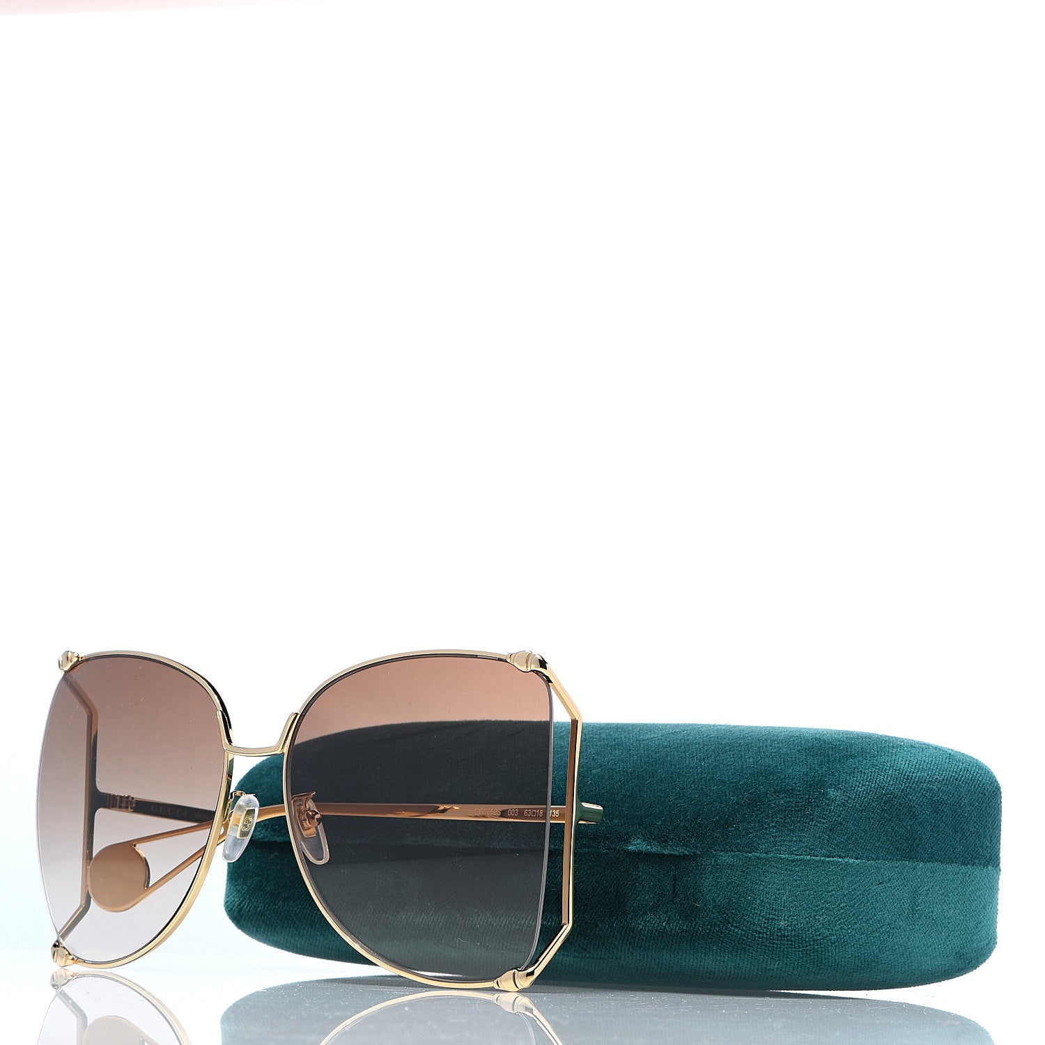 Gucci Oversized Round Sunglasses GG0252S Gold Brown 8 of 8