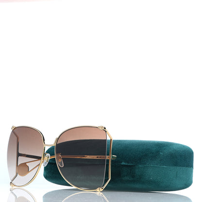 Gucci Oversized Round Sunglasses GG0252S Gold Brown 8 of 8