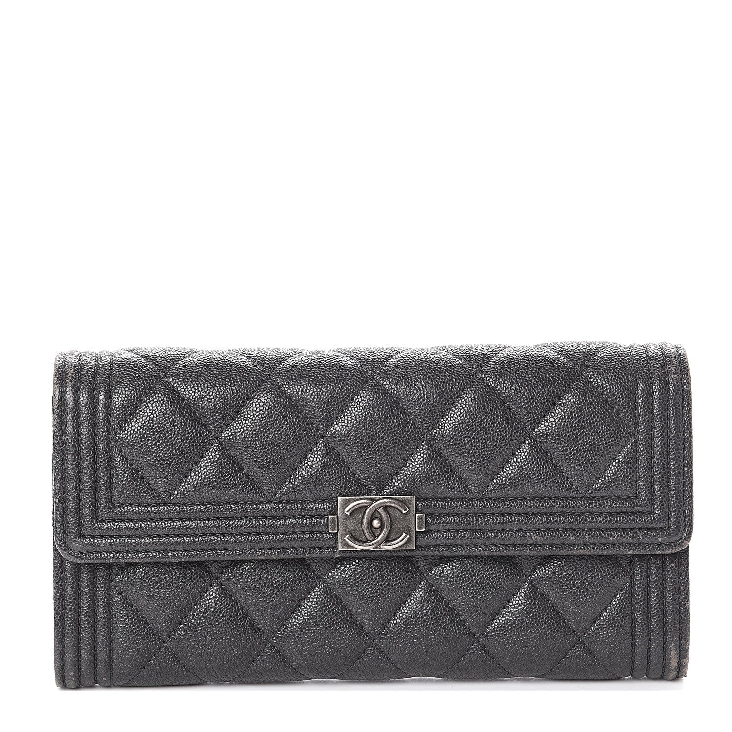 Chanel Metallic Caviar Quilted Boy Flap Wallet Black 1 of 7