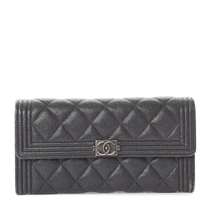 Chanel Metallic Caviar Quilted Boy Flap Wallet Black 1 of 7