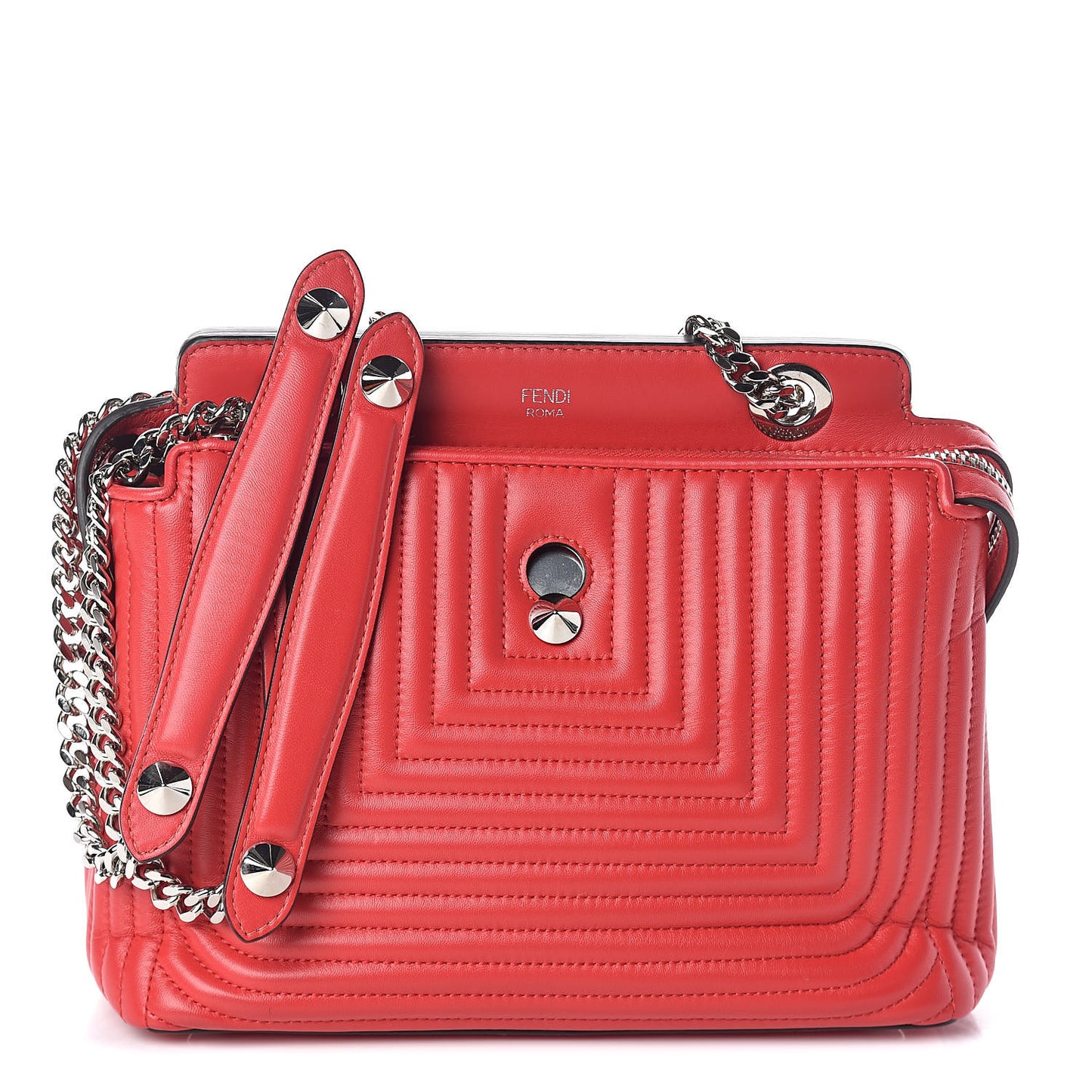 Shiny Nappa Trapuntata Small DotCom Click Chain Satchel Rojo