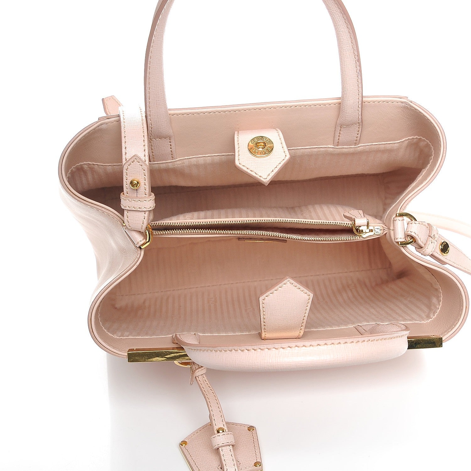 Fendi Vitello Elite Flamingo Petite 2Jours Tote Rosa Plaster 6 of 9