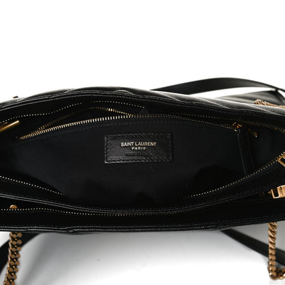 Saint Laurent Grain De Poudre Matelasse Chevron Medium Tribeca Shopping Bag Black 6 of 11