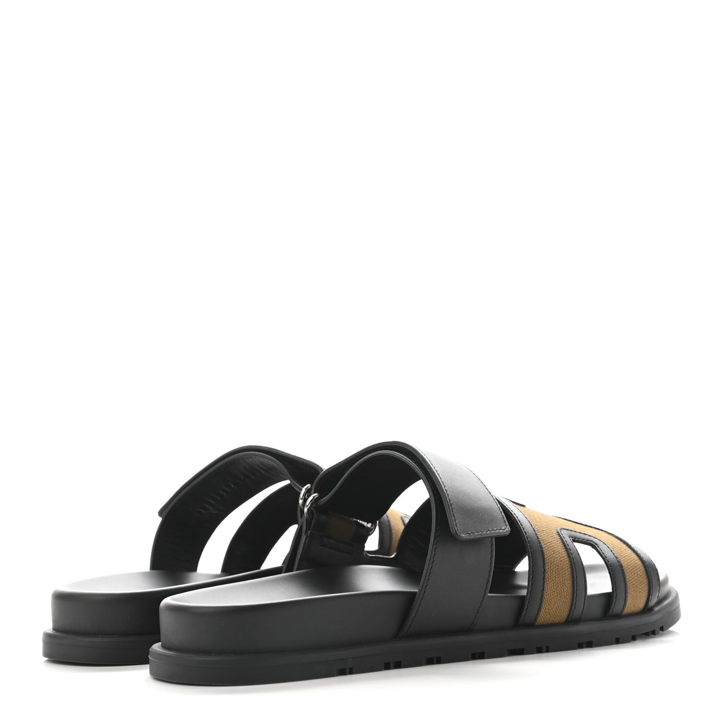Canvas Calfskin Mens Chypre Sandals 42 Kaki Black