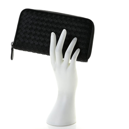 Bottega Veneta Goatskin Intrecciato Zip Around Wallet Black 3 of 9